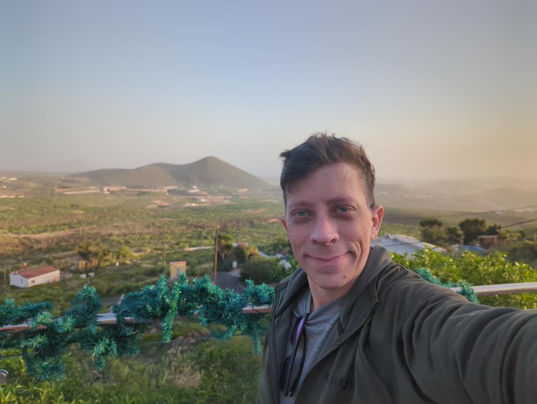 Me and the view I'll have for the next two weeks.