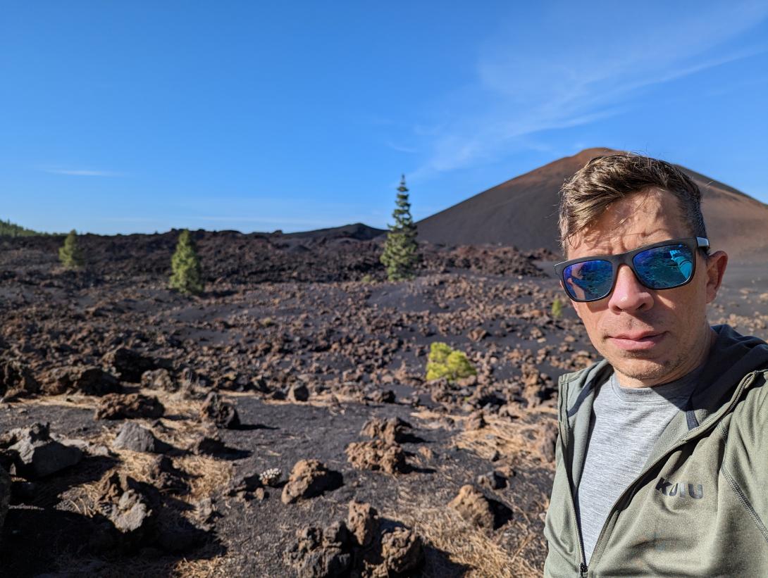The Chinyero Volcano and rocky moonscape